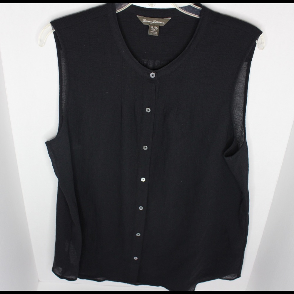 Tommy Bahama women black sleeveless shirt size XL